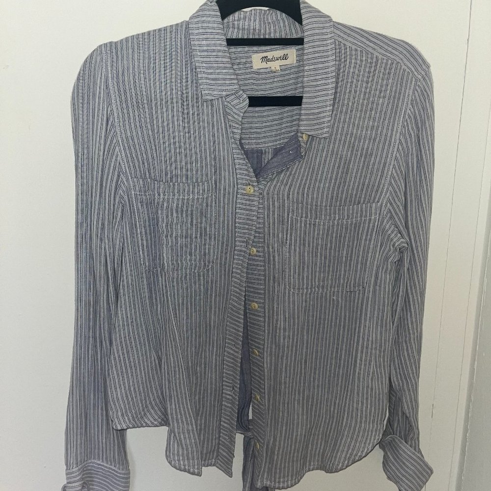 striped linen madewell button up